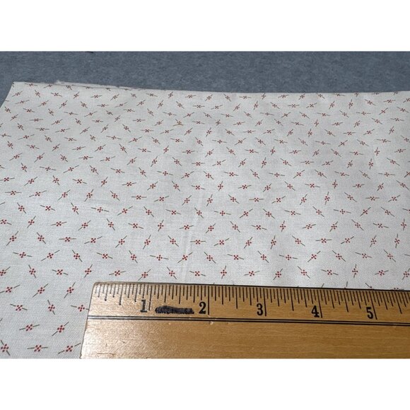 Andover Kathy Hall Floral Cotton Fabric 1/2 yard x 44" Cream Red Print Quilting - Picture 3 of 5